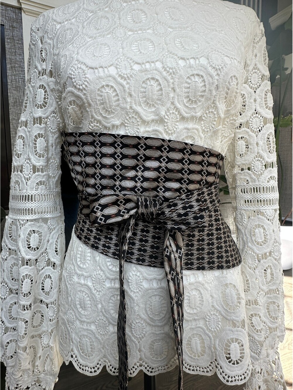 Upcycled Silk Corset Obi Tie Waist Belt | OOAK | OS